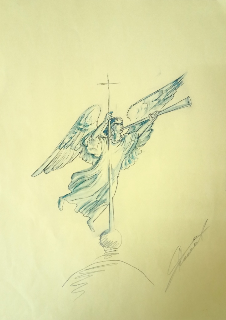 2. Эскиз флюгера Лисьегорской башни Трубящий ангел. Я. Я. Яковлев.2015 г.jpg